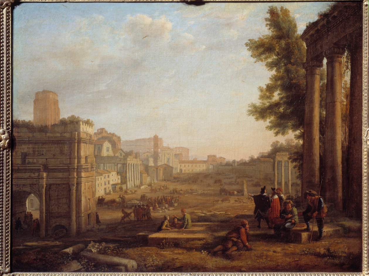 Zicht op Campo Vaccino in Rome door Claude Lorrain