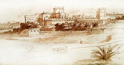 Uitzicht op een klein Italiaans stadje, c.1630 door Claude Lorrain