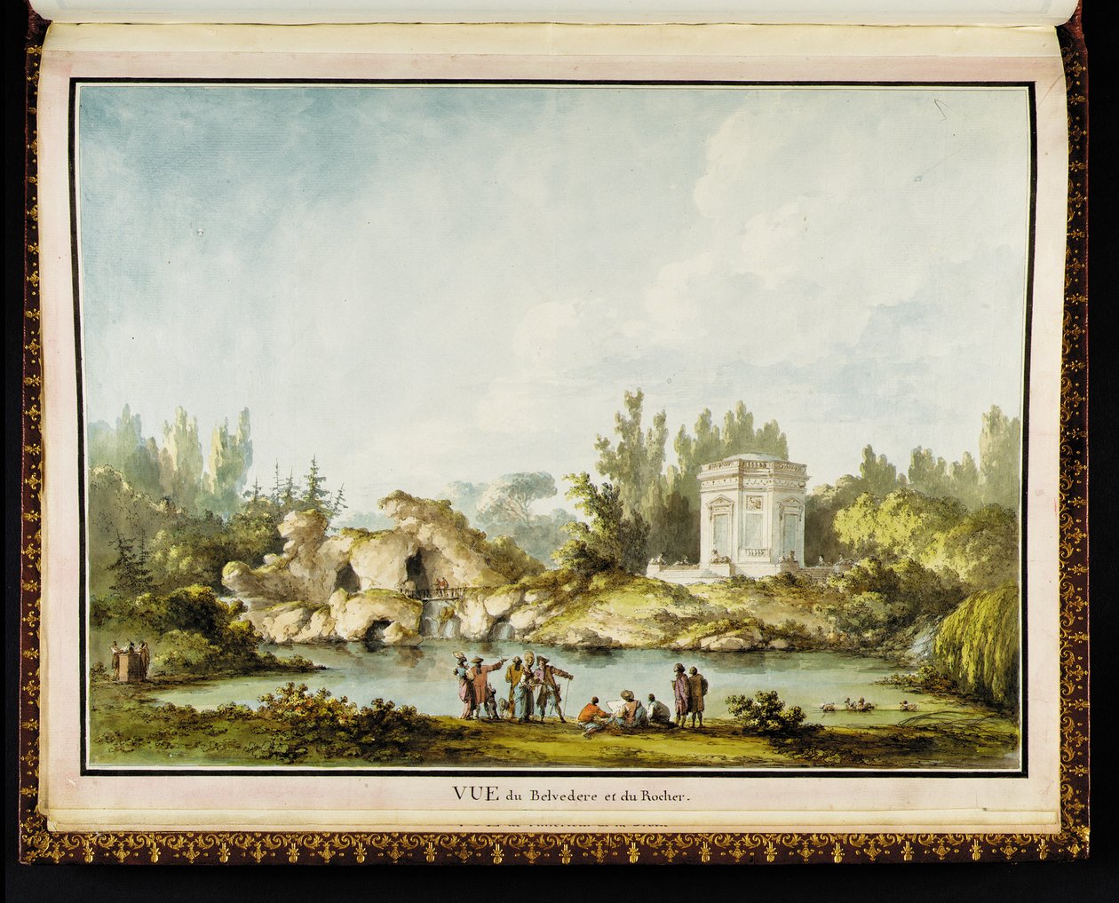 Vue du Belvédère et du Rocher, uit Recueil des plans du Petit Trianon door Richard Mique door Claude Louis Chatelet
