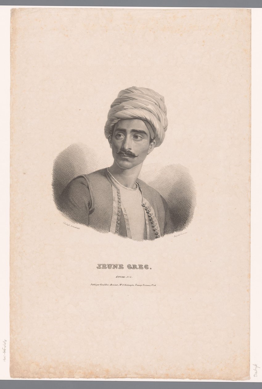 Portret van een Griekse jongeman door Claude Marie Dubufe