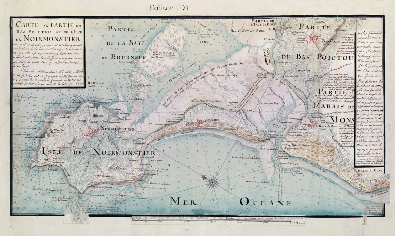 Kaart van een deel van Bas-Poitou en het Ile de Noirmoutier, 1703 door Claude Masse