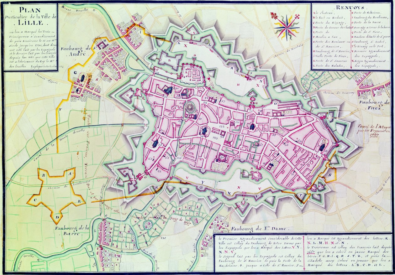 Kaart van de stad Lille, uit 