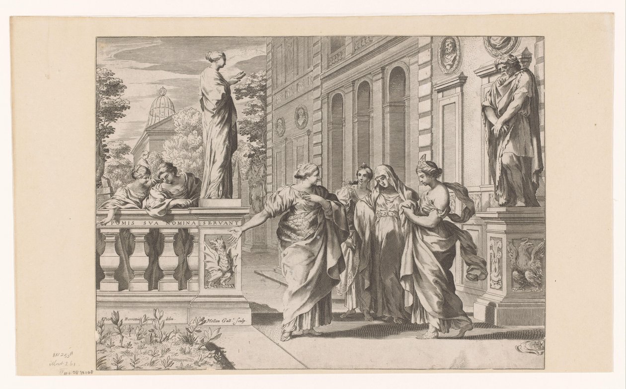 Allegorie ter ere van het Collegio Romano door Claude Mellan