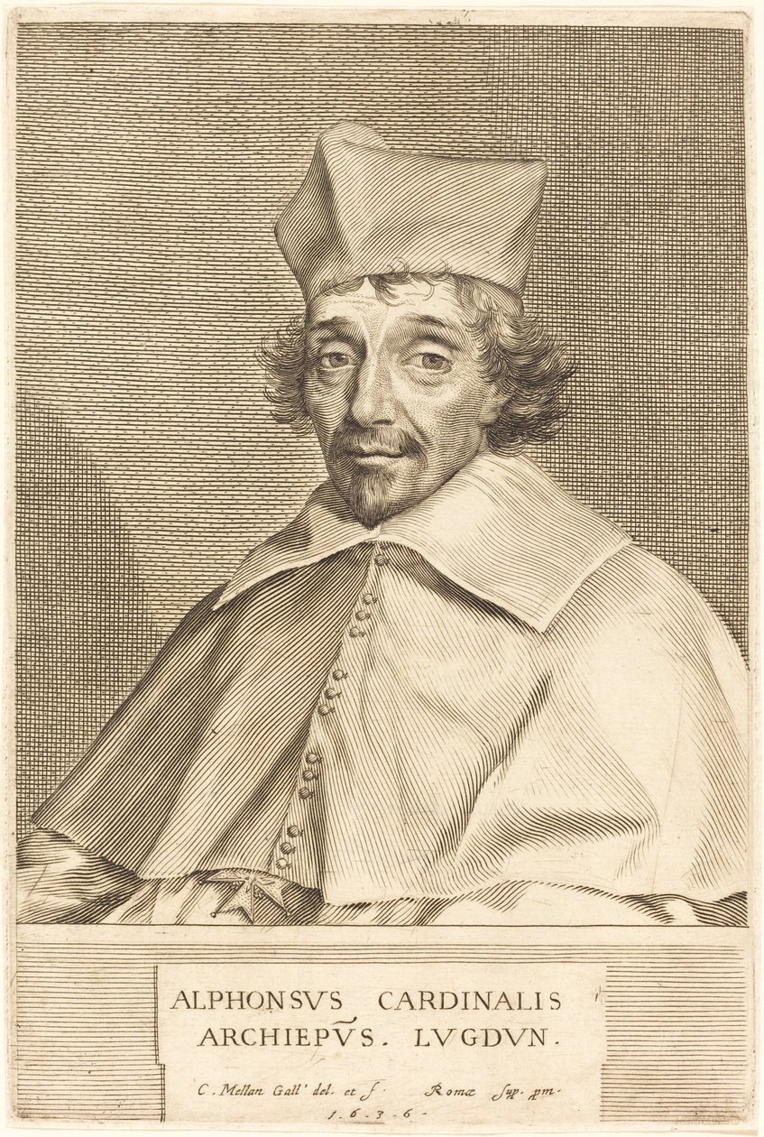 Alphonse du Plessis Richelieu, kardinaal van Lyon door Claude Mellan