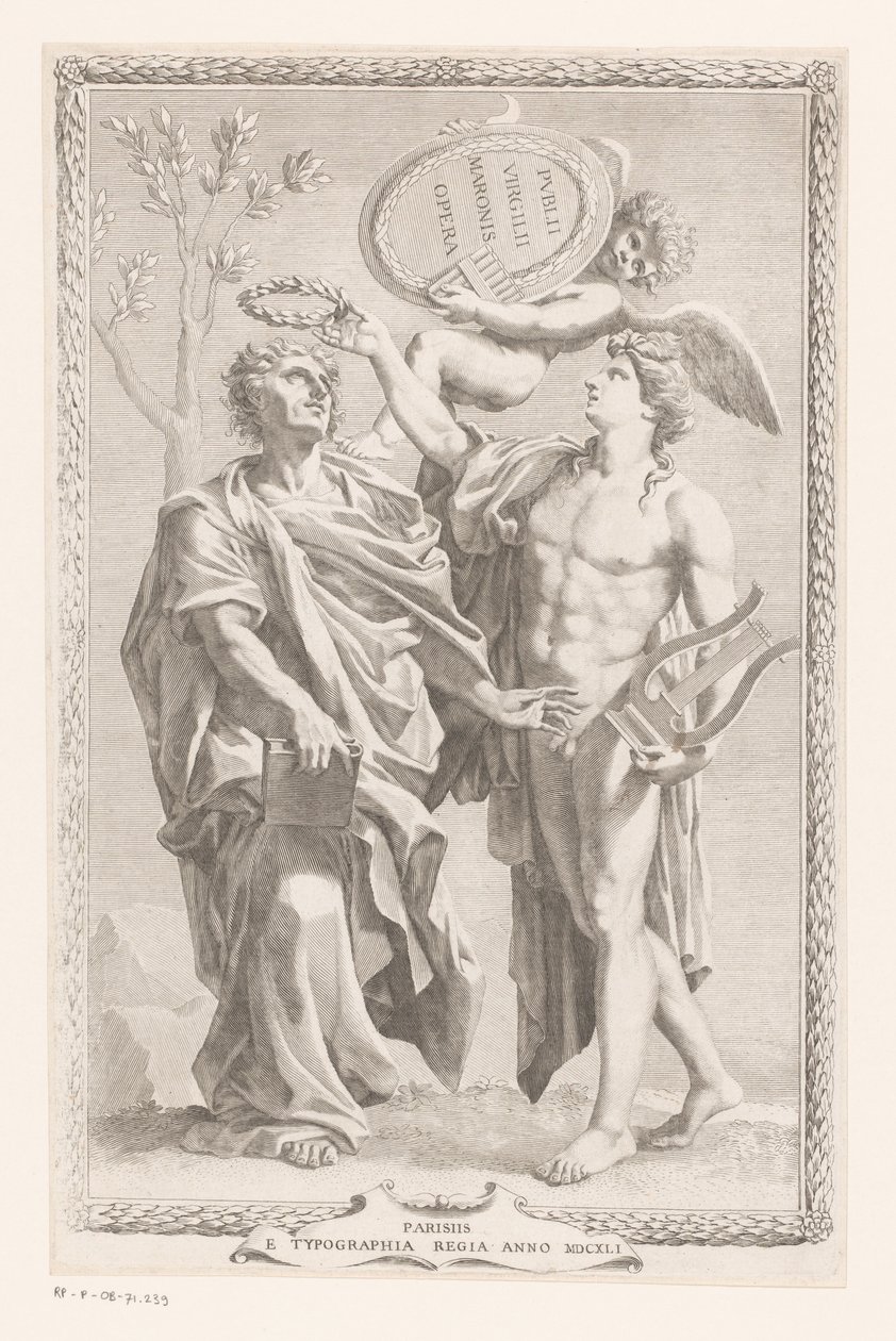 Apollo kroont Publius Vergilius Maro door Claude Mellan