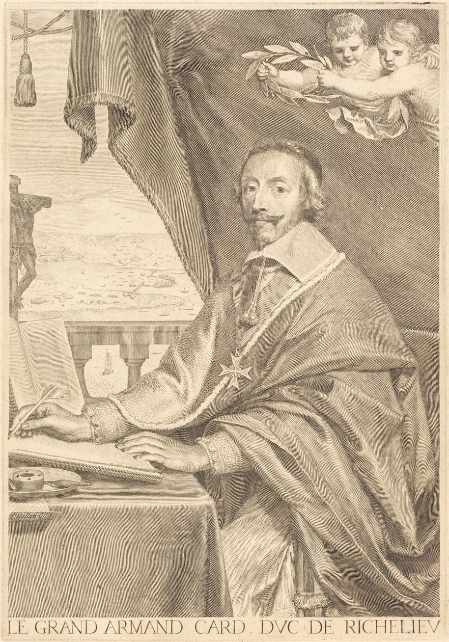 Armand Jean du Plessis, kardinaal Richelieu door Claude Mellan