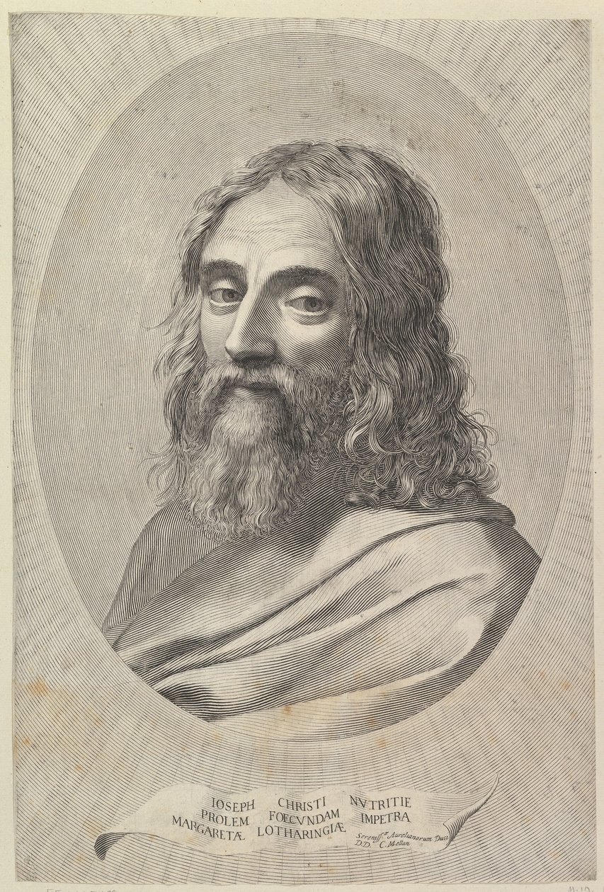 Buste van Sint-Jozef in een ovaal door Claude Mellan