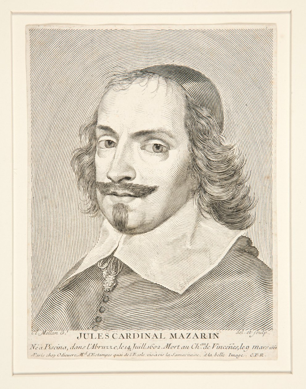 Kardinaal Jules Mazarin (1602-1661) door Claude Mellan