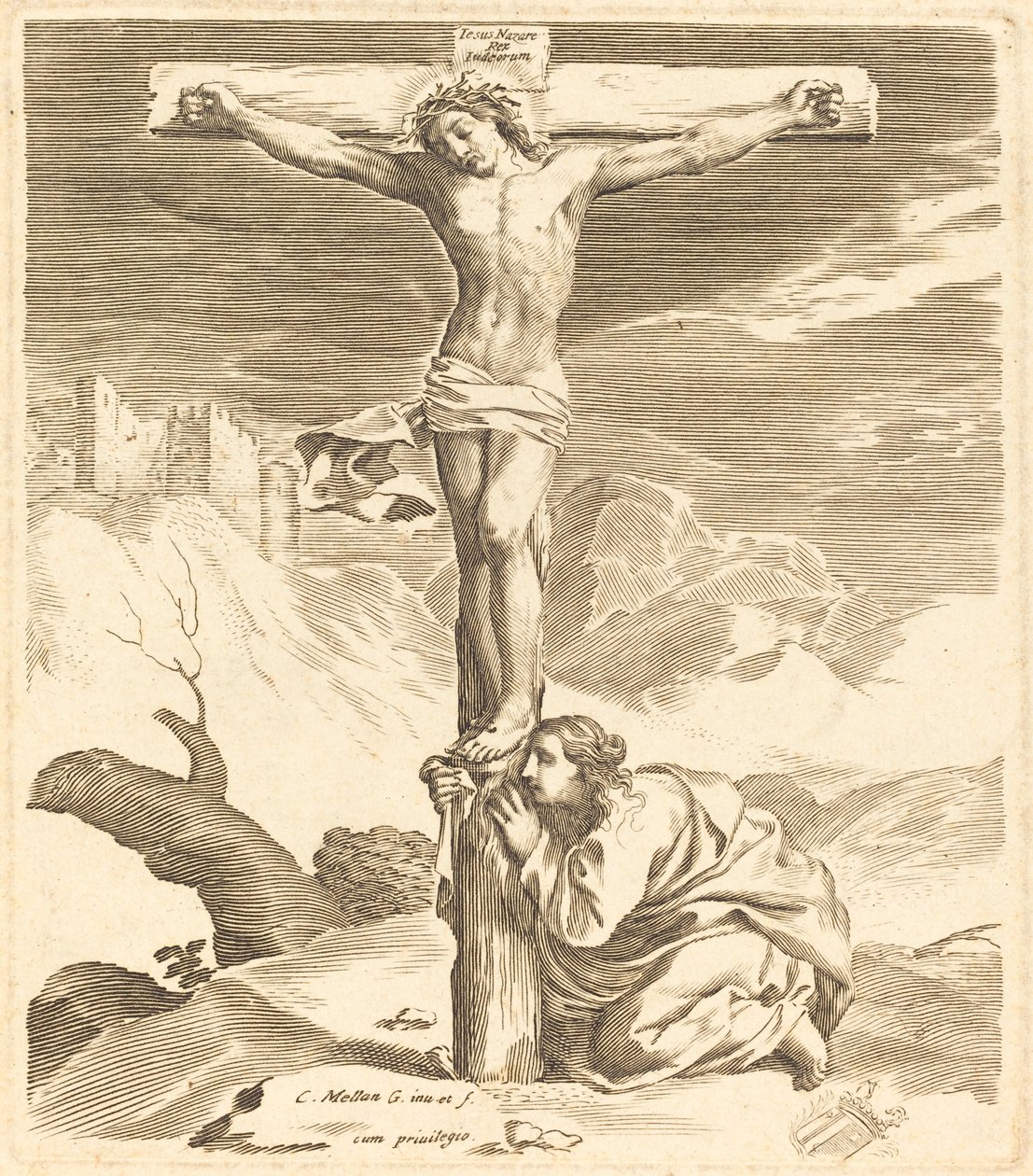 Christus aan het kruis door Claude Mellan