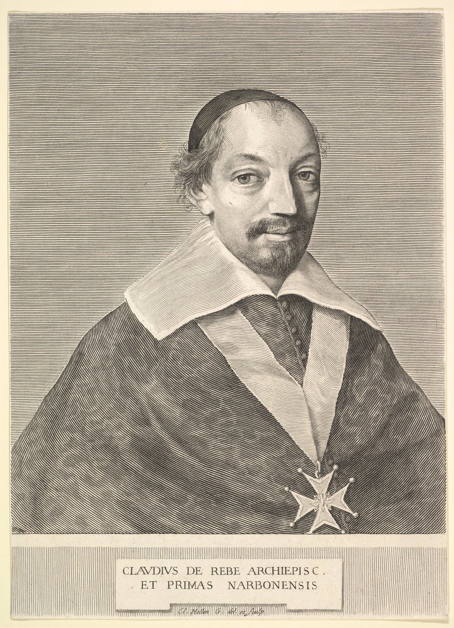 Claude de Rebé, aartsbisschop van Narbonne door Claude Mellan
