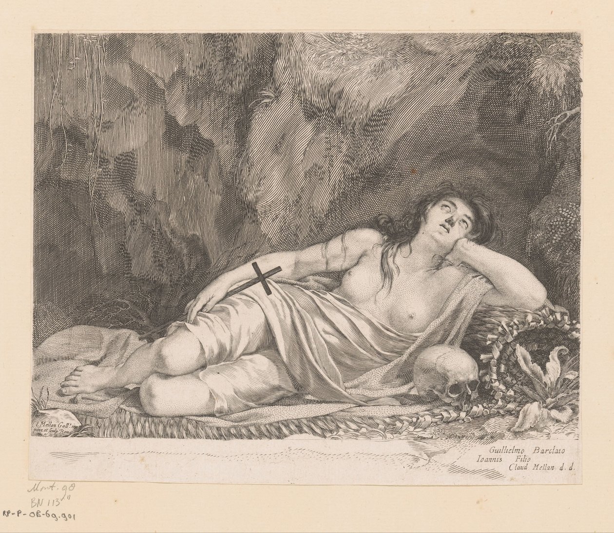 H. Maria Magdalena gelegen in een grot door Claude Mellan