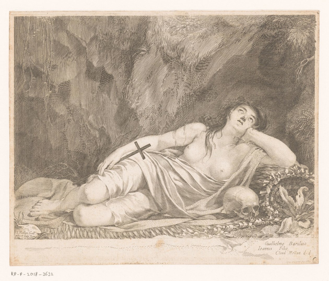 H. Maria Magdalena gelegen in een grot door Claude Mellan