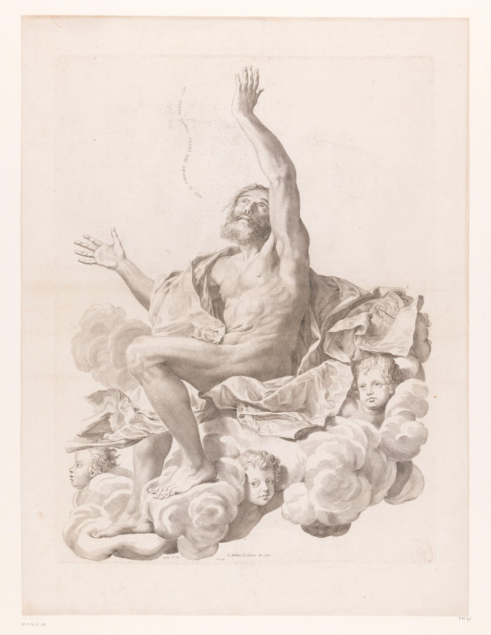 H. Paulus op wolk omgeven door cherubijnen door Claude Mellan