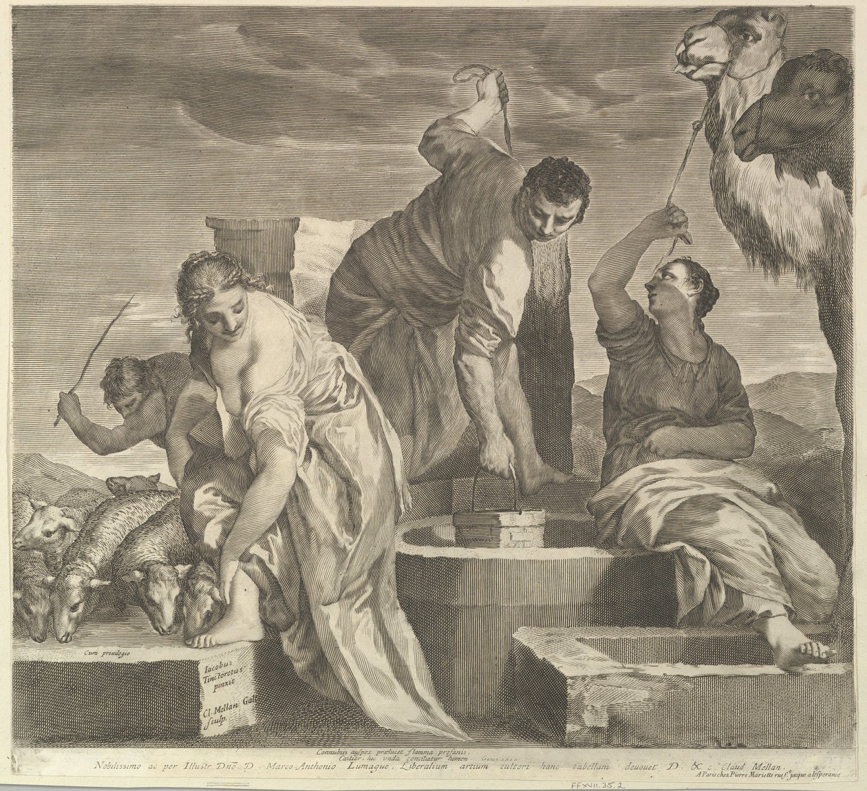 Jacob geeft water aan de dieren van Rachel door Claude Mellan