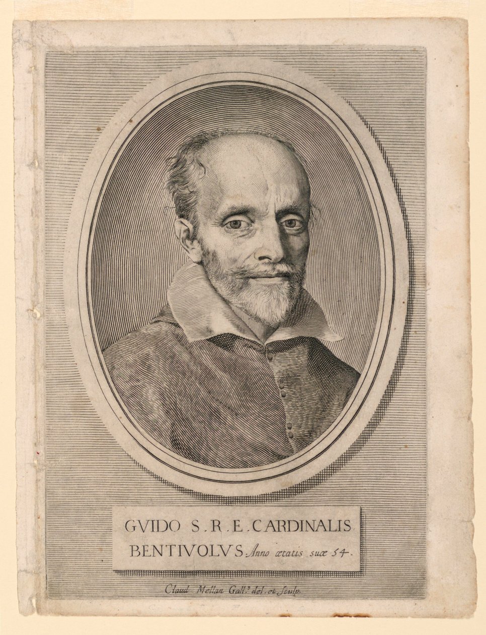 Portret van kardinaal Guido Bentivoglio door Claude Mellan