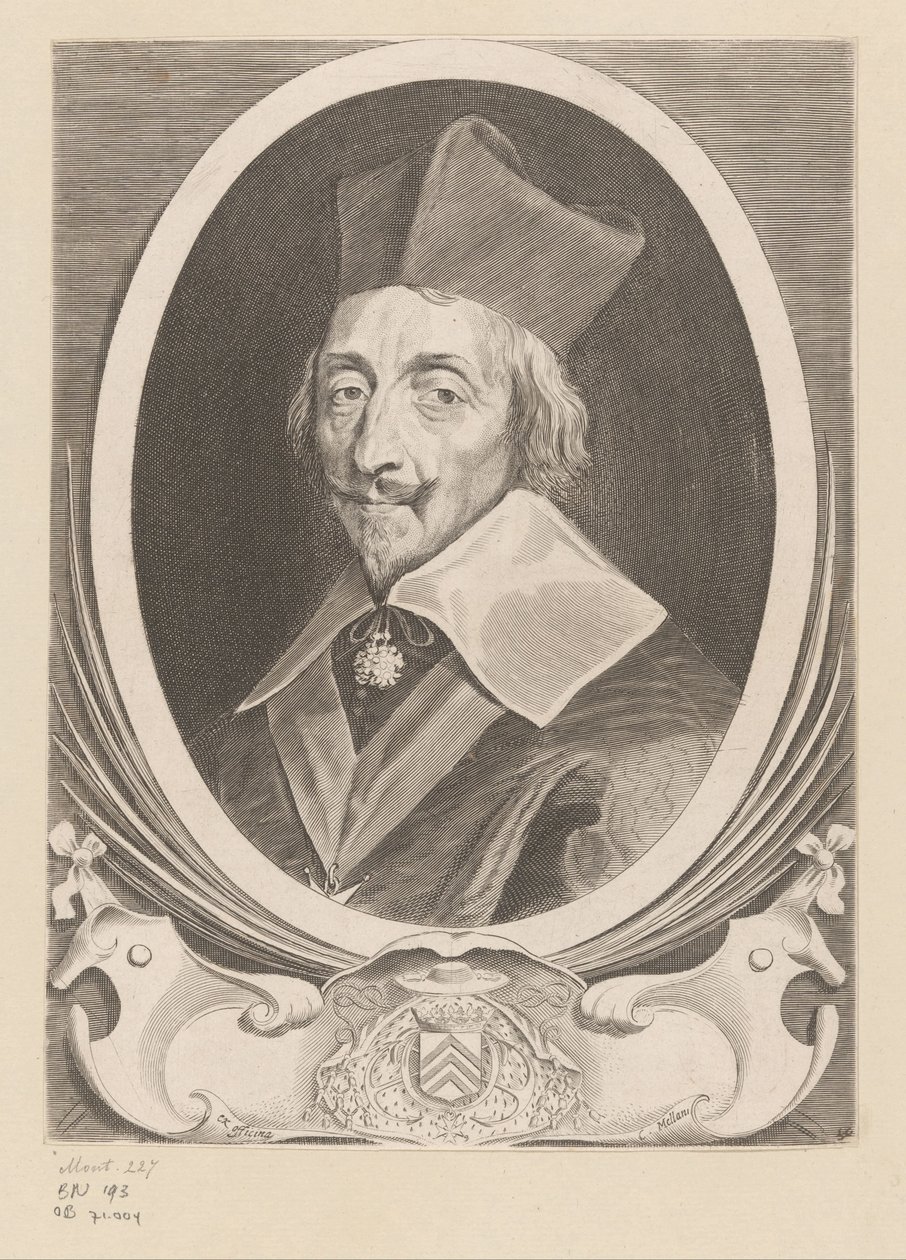 Portret van Armand-Jean du Plessis, kardinaal de Richelieu door Claude Mellan