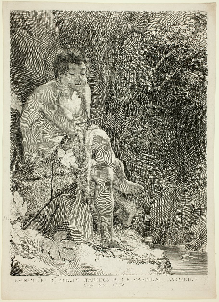 Sint Jan de Doper in de woestijn door Claude Mellan