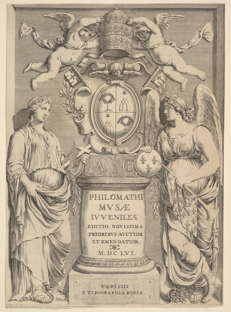 Titelpagina: Philomathi Musae Juveniles, 1655 door Claude Mellan