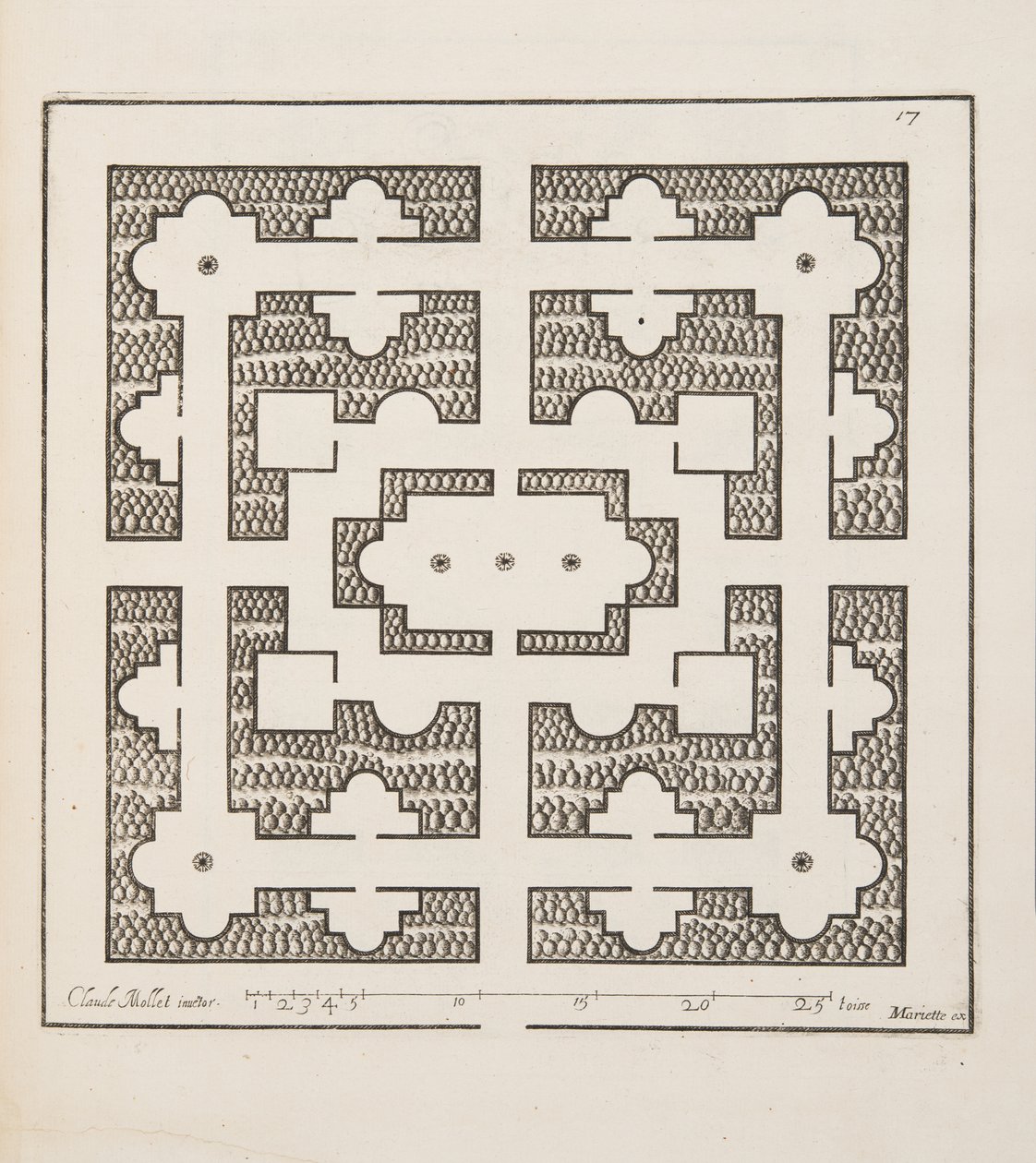 Ontwerp voor Parterre, uit Theatre des Plans et Jardinages, pub.1652 door Claude Mollet