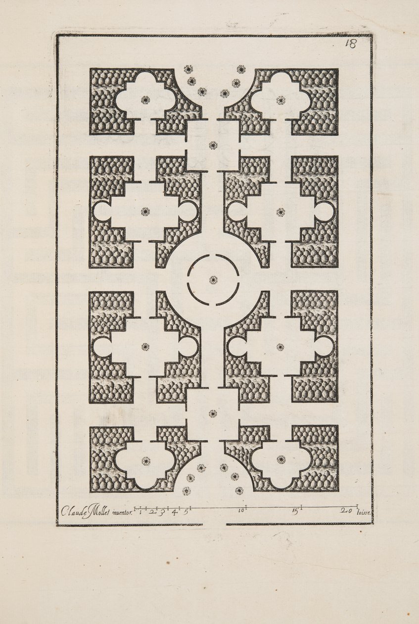 Ontwerp voor Parterre, uit Theatre des Plans et Jardinages, uitgegeven 1652 door Claude Mollet