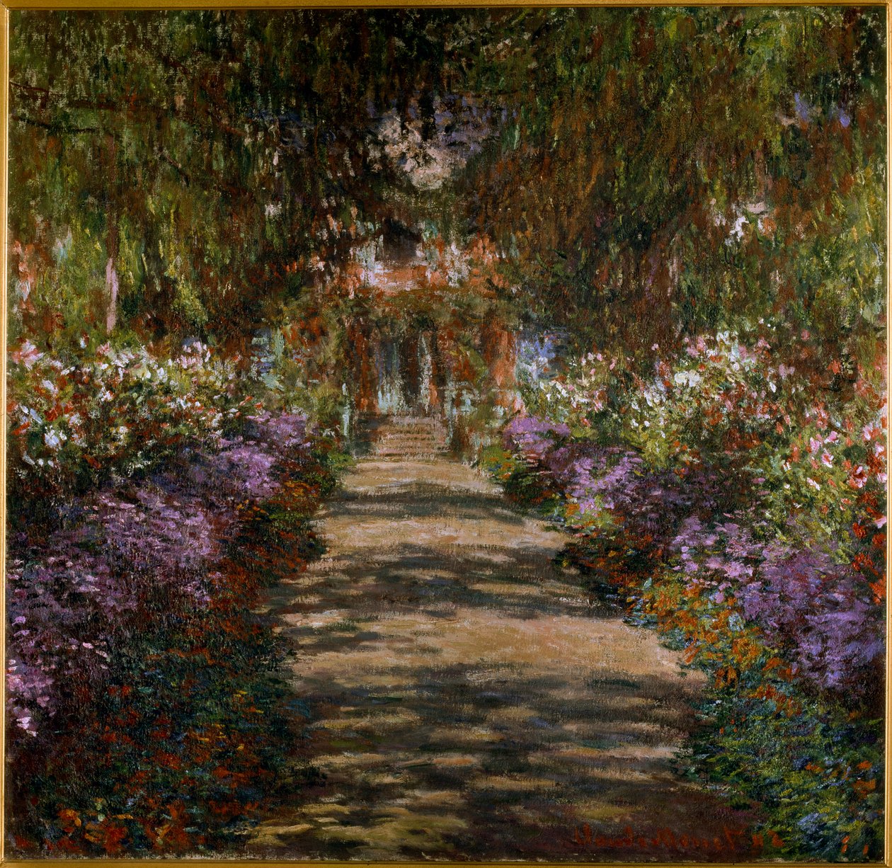 Allee in de tuin van Giverny door Claude Monet