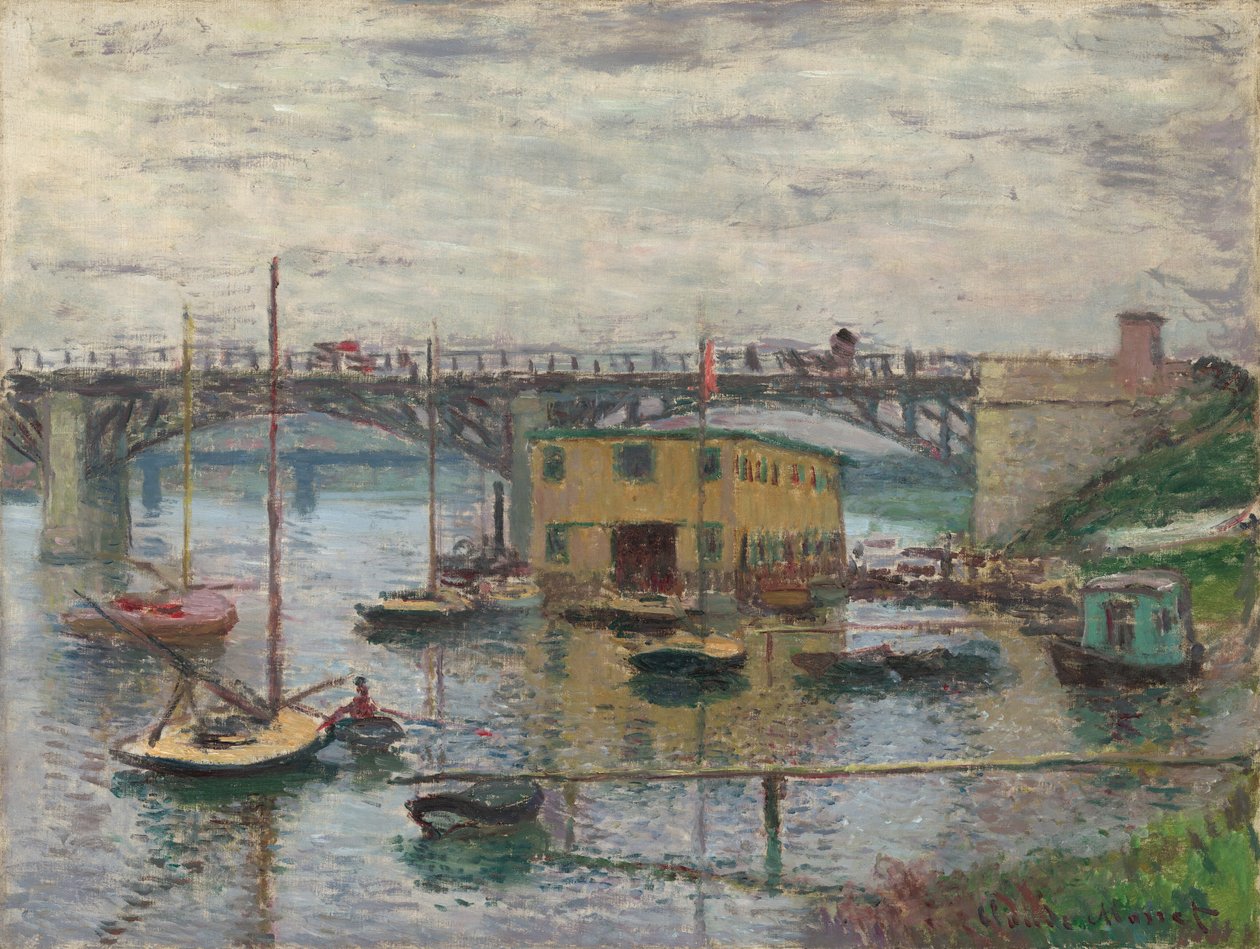 Brug bij Argenteuil op een Grijze Dag, ca. 1876 door Claude Monet