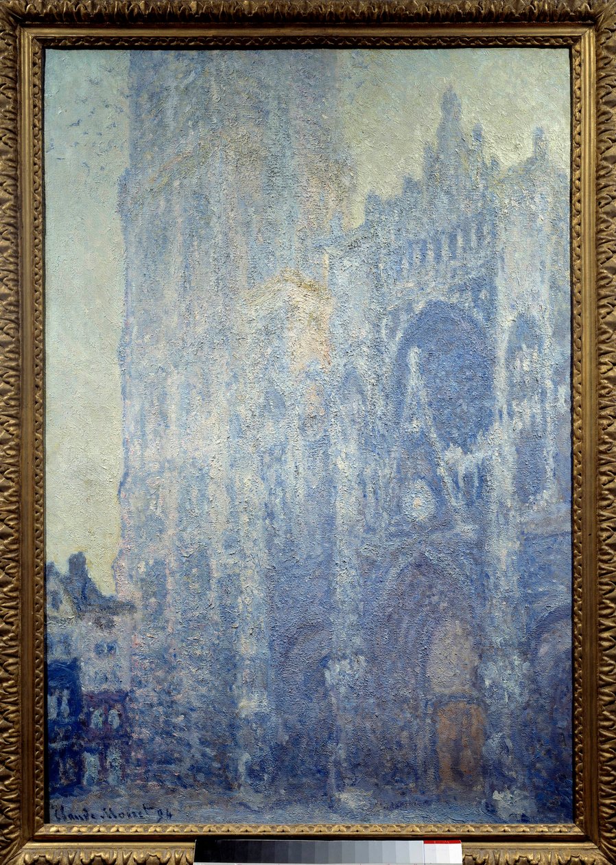 Kathedraal Notre-Dame de Rouen, het portaal en de toren Saint Romain, ochtend effect, witte harmonie door Claude Monet