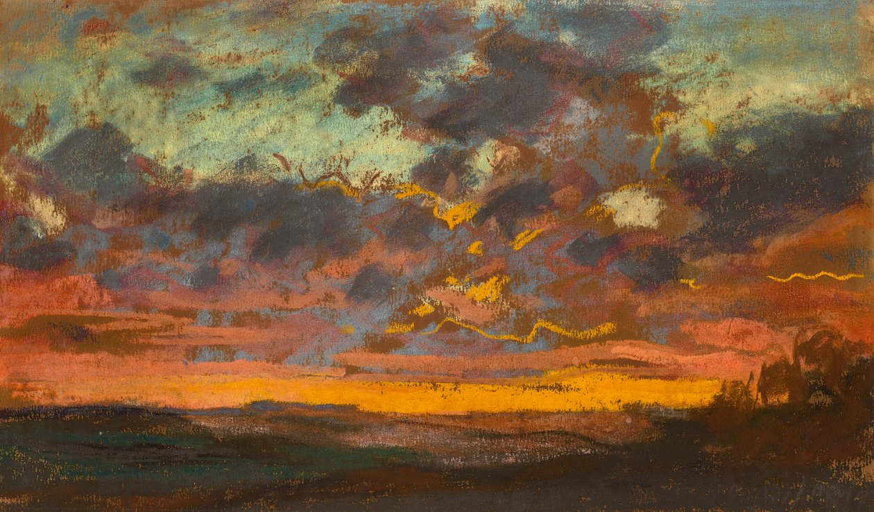 Zonsondergang, c. 1868 door Claude Monet