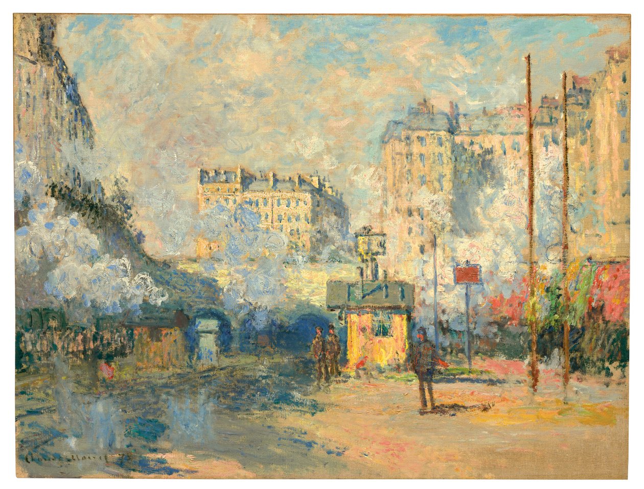 Exterieur van station Saint-Lazare, zonlicht effect, 1877 door Claude Monet