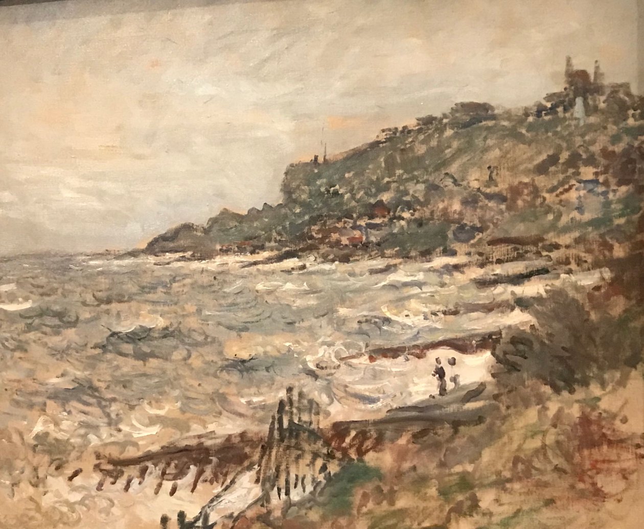 Frans: Falaise de Sainte-Adresse, grijs weer door Claude Monet