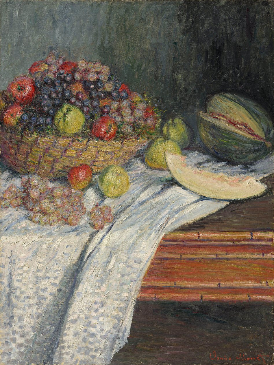Duits: Stilleven met Spaanse Meloen Stilleven met Honingmeloen door Claude Monet