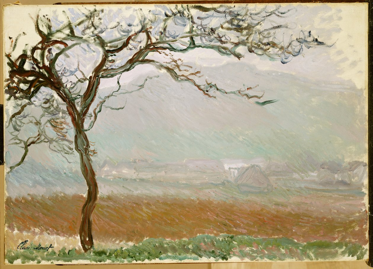 Platteland van Giverny door Claude Monet