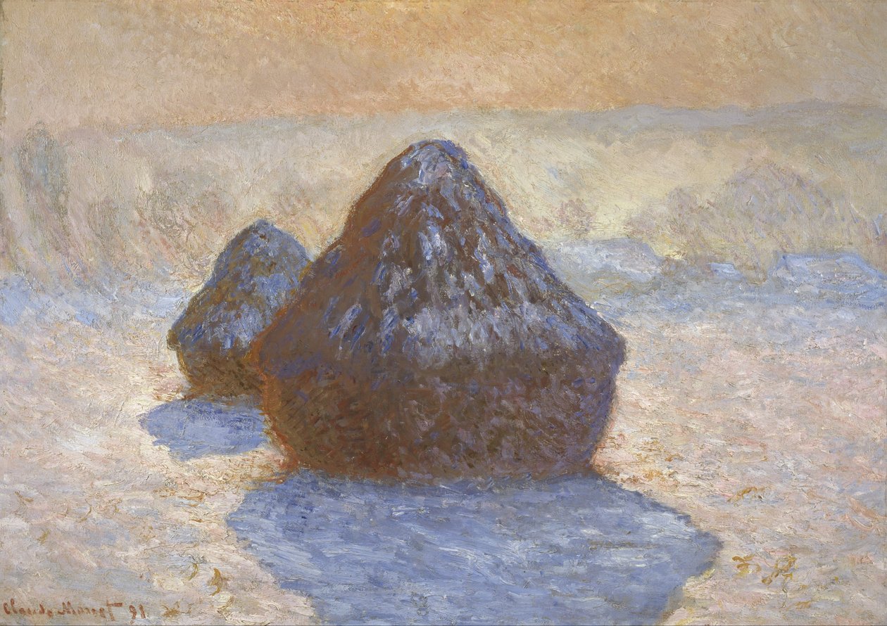Hooibergen: sneeuweffect door Claude Monet