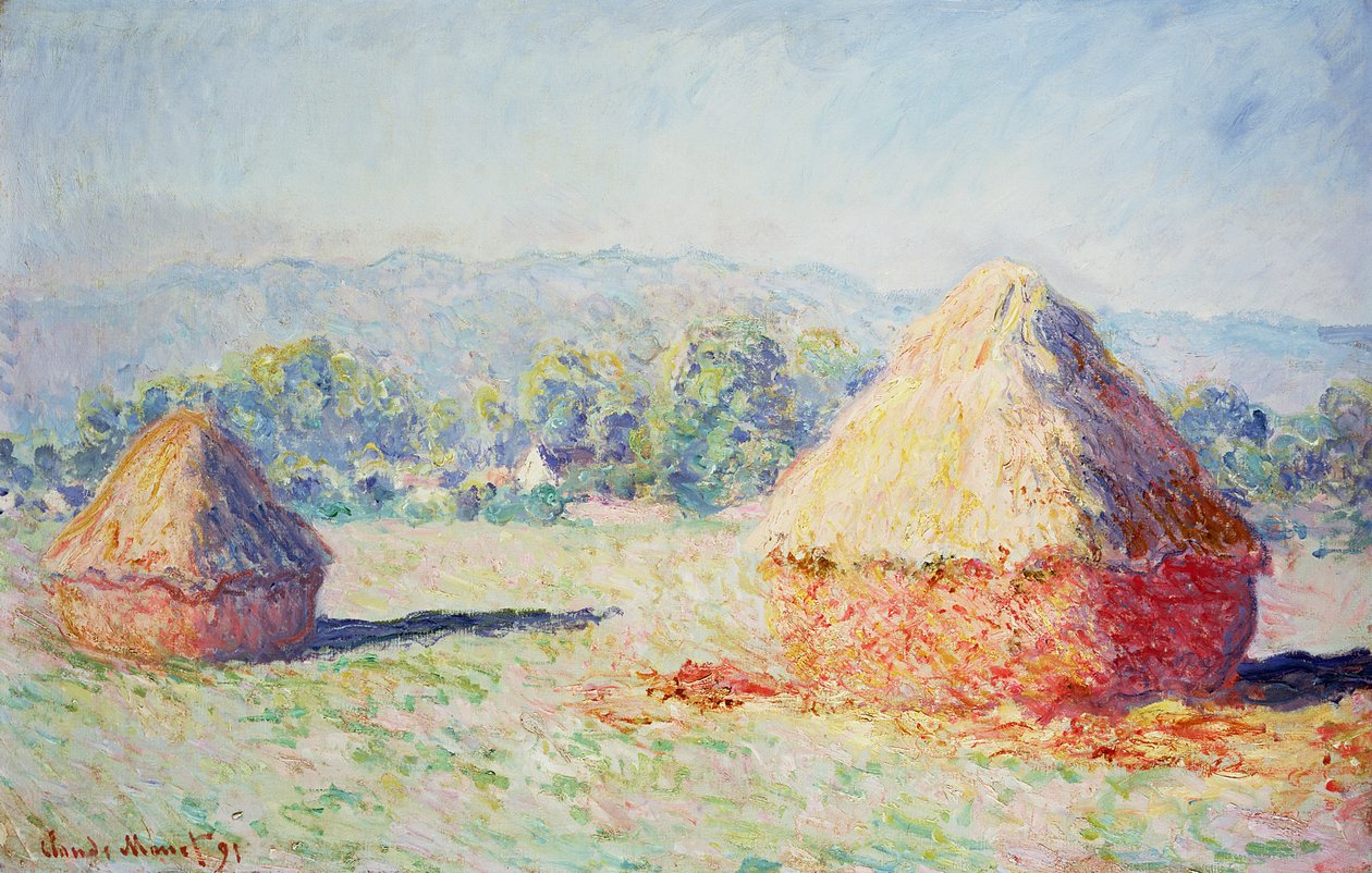 Hooibergen in de Zon, Ochtend Effect, 1891 door Claude Monet