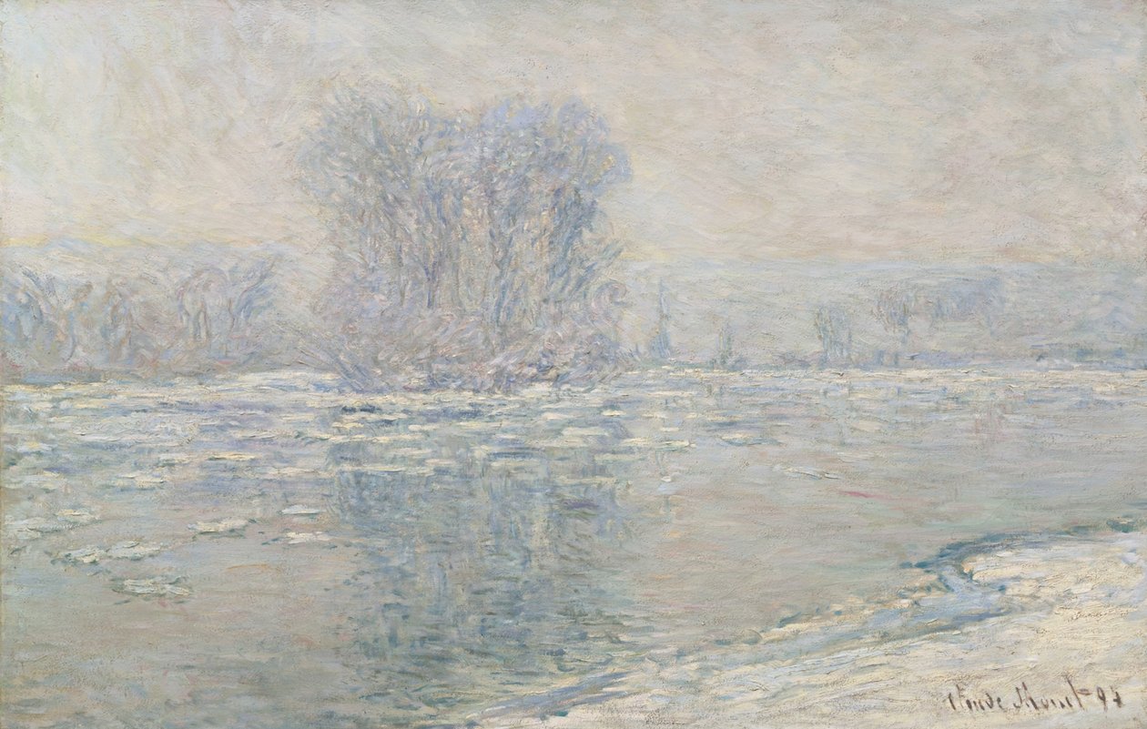 IJs, wit effect Glaçons, effet blanc, 1893 door Claude Monet
