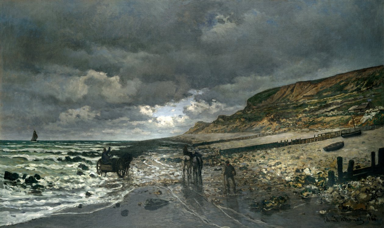 De Pointe de la Hève bij eb  door Claude Monet
