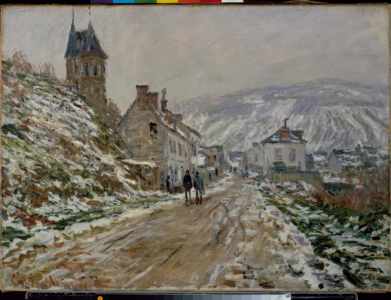 De weg naar Vétheuil, winter door Claude Monet