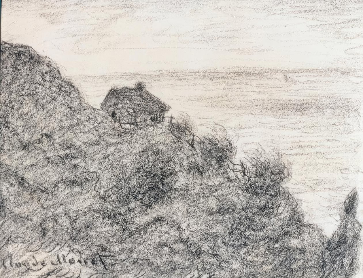 De hut van de douaniers bij Pourville door Claude Monet