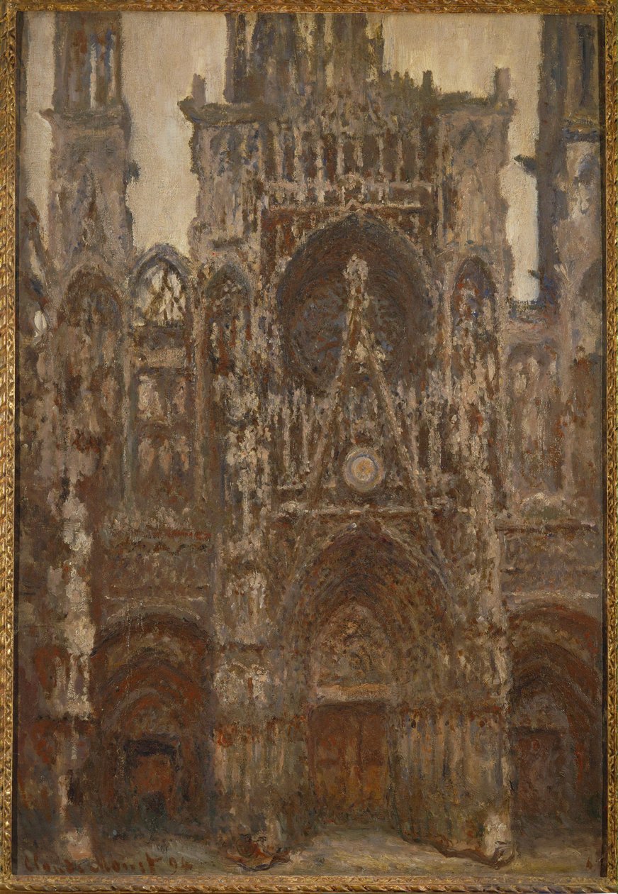 La cathedrale de Rouen: harmonie brune (olieverf op doek) door Claude Monet