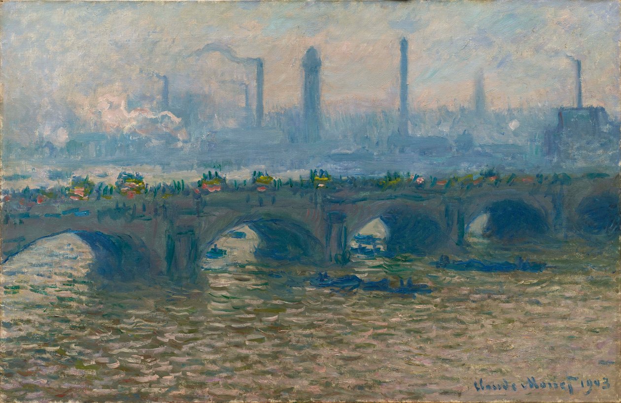 De Waterloo-brug, grijs weer, 1903 door Claude Monet