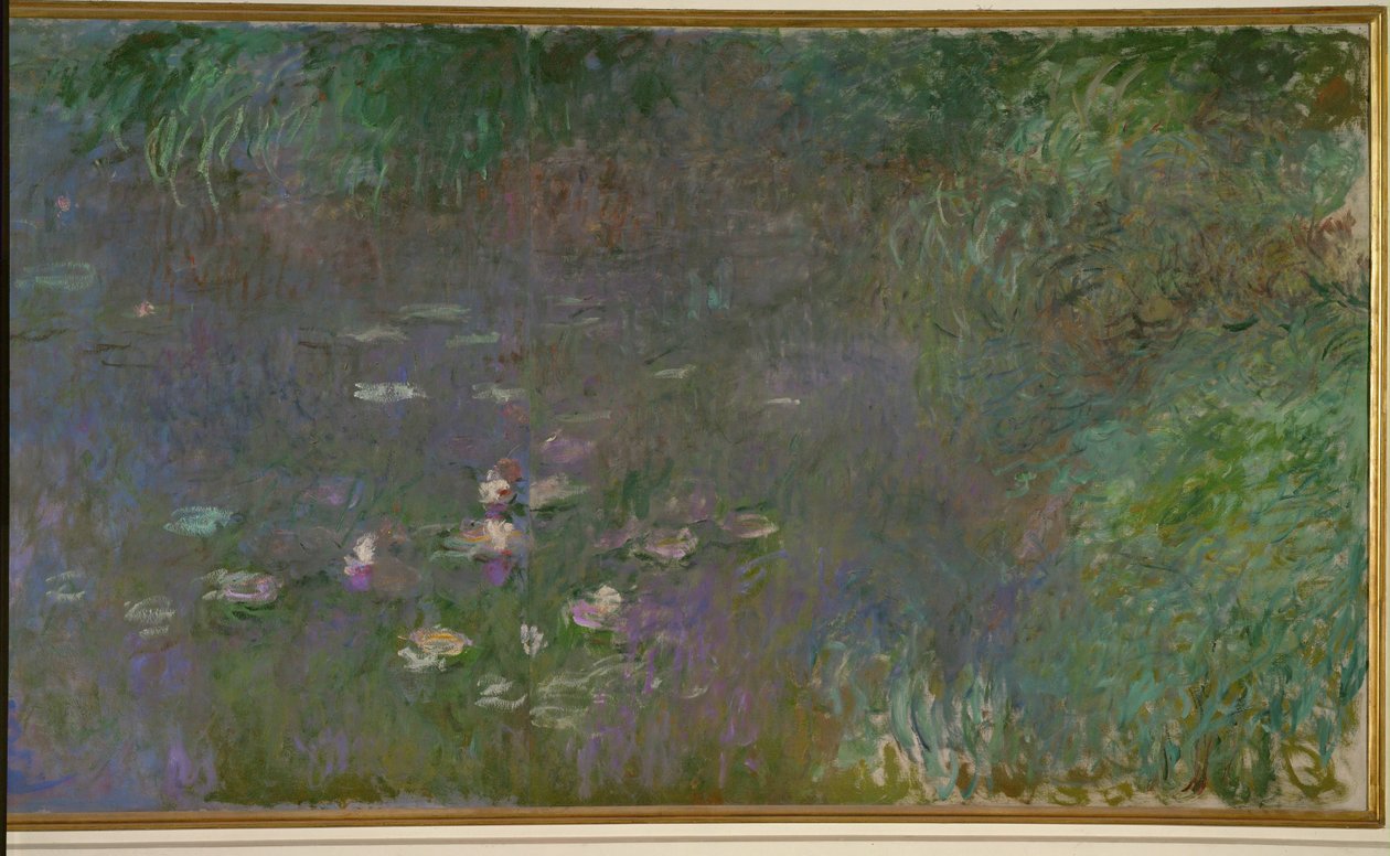Les Nympheas: matin (olieverf op doek) door Claude Monet