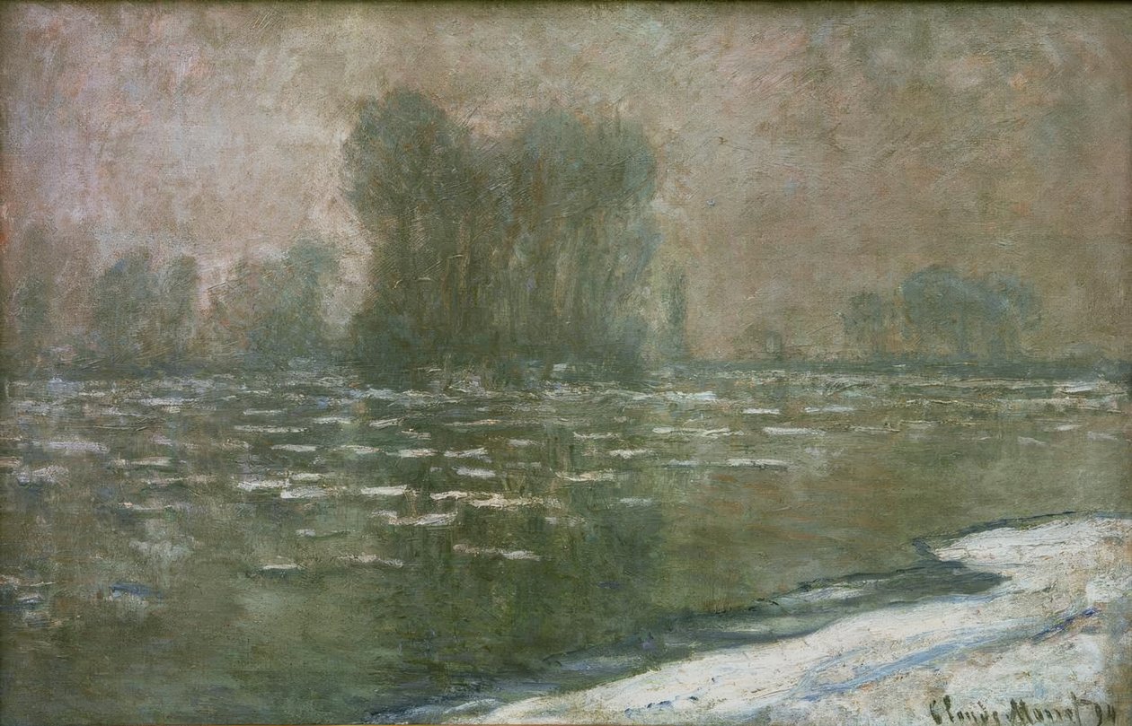 Mistige ochtend, dooi (Ijsbreuk op een mistige ochtend) door Claude Monet