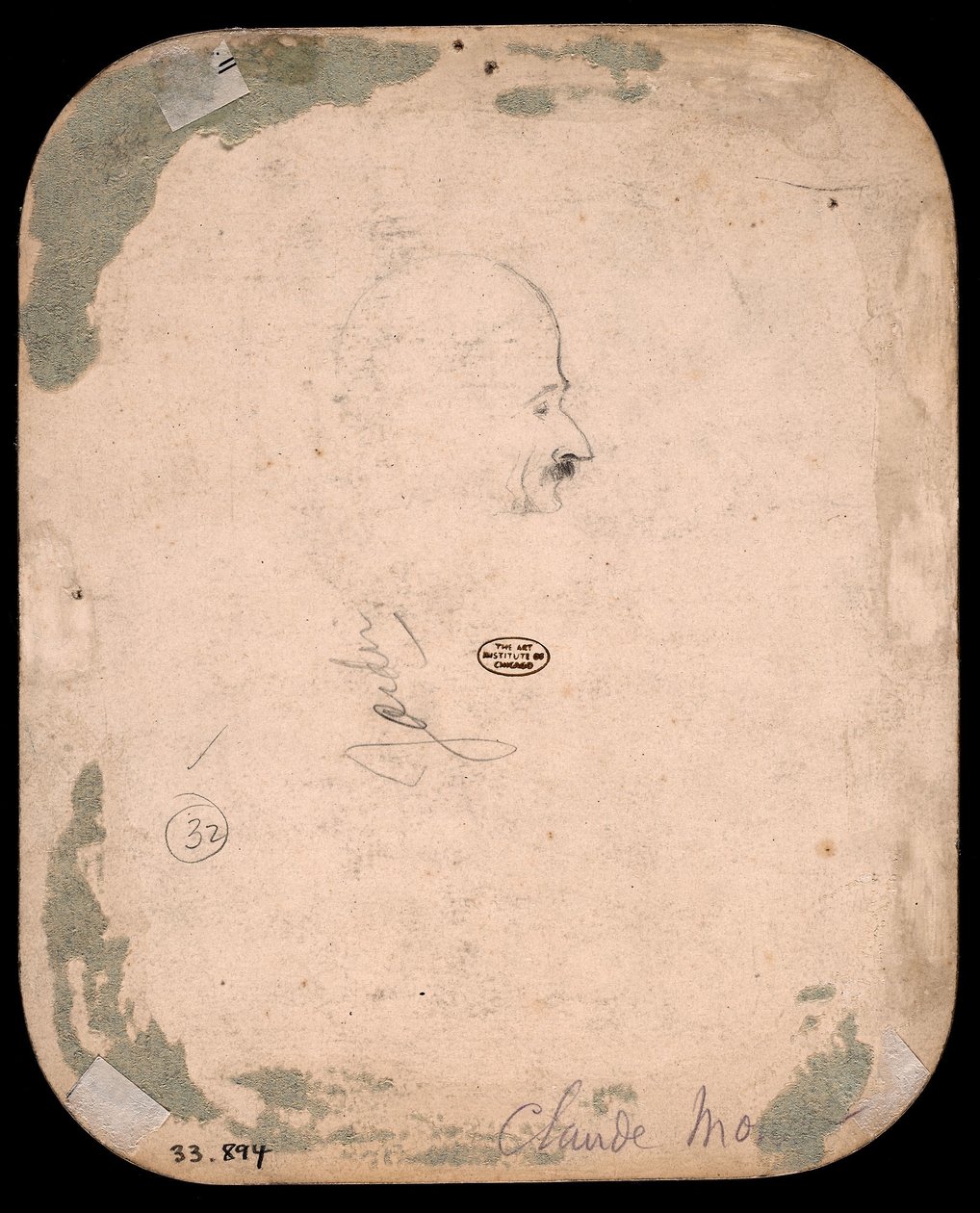 Monet - Schets van een mannenhoofd in profiel (verso), 1855-56, 1933.894 door Claude Monet