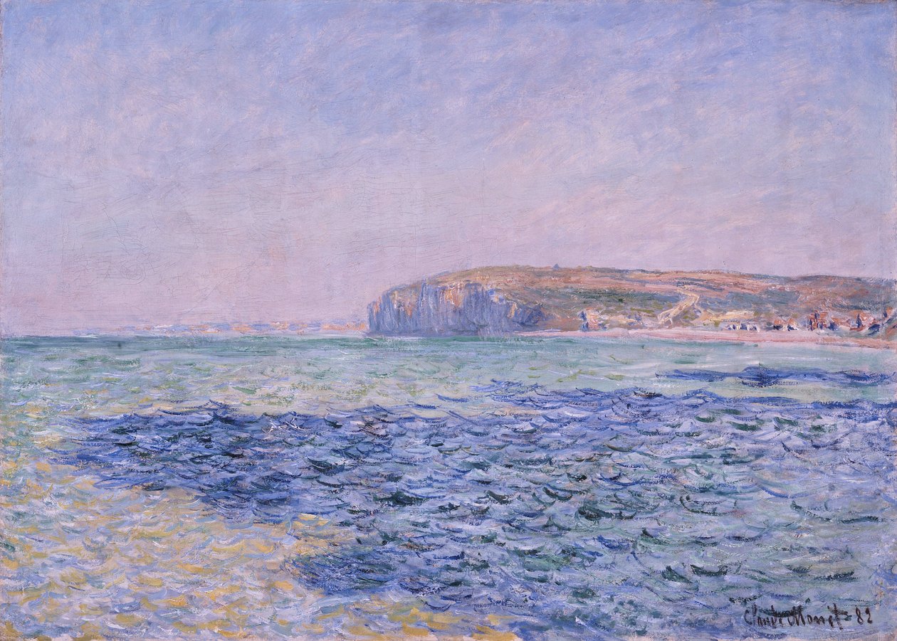 Schaduwen op de zee, de kliffen bij Pourville (Dieppe, Seine-Maritime, Frankrijk) door Claude Monet