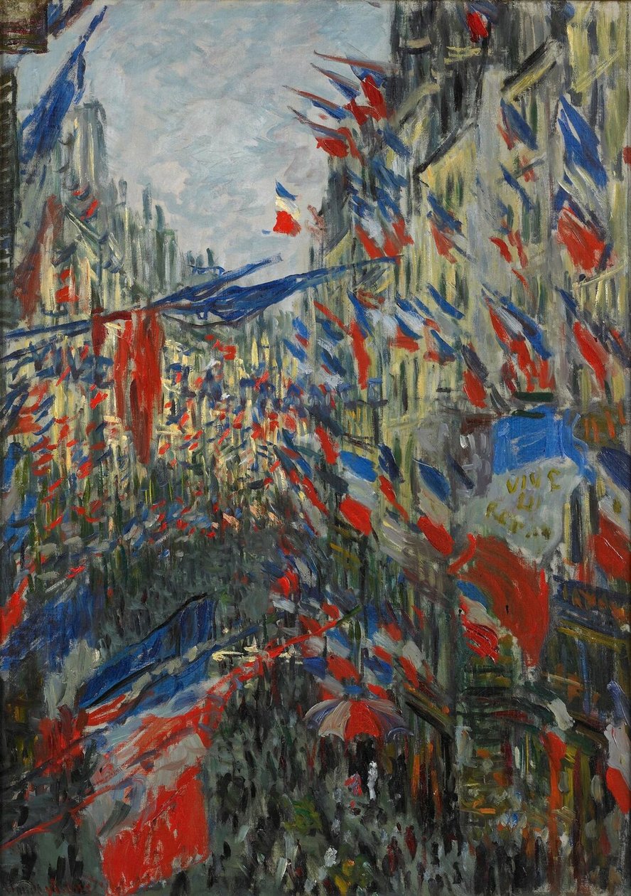 Rue Saint-Denis, feest van 30 juni 1878 door Claude Monet