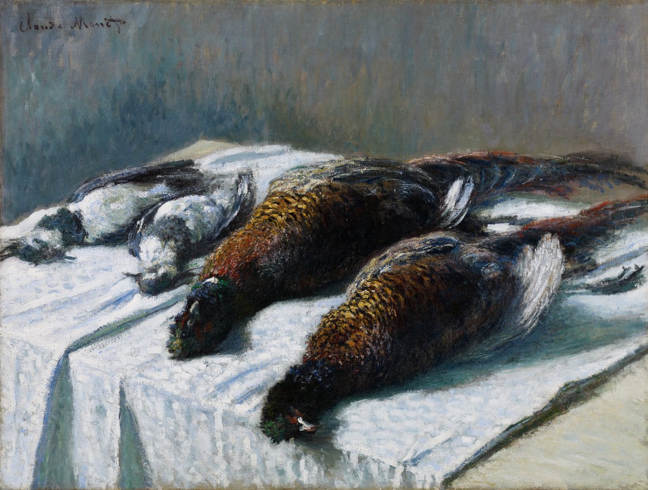 Stilleven met fazanten en plevieren door Claude Monet