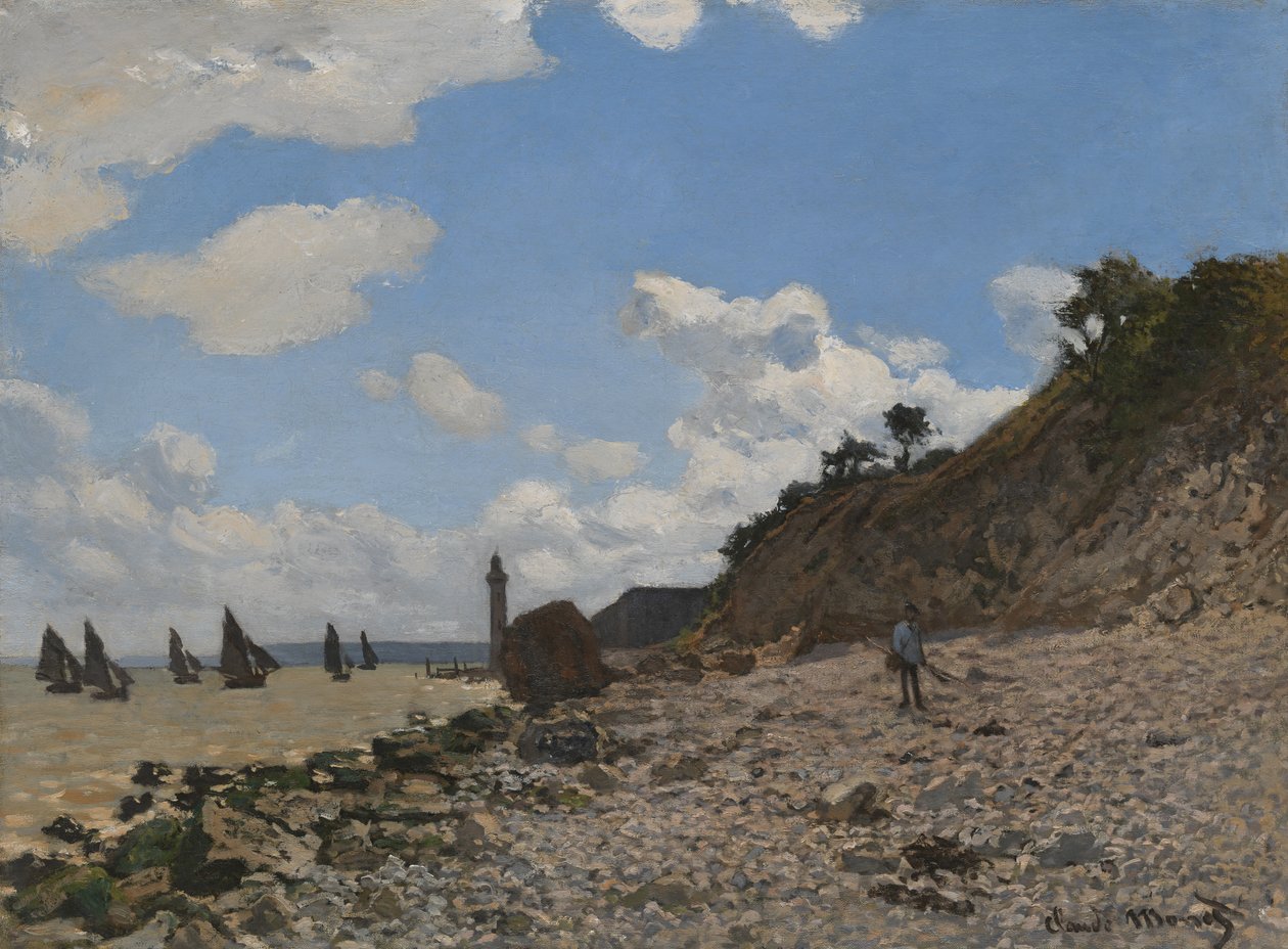 Het strand van Honfleur door Claude Monet