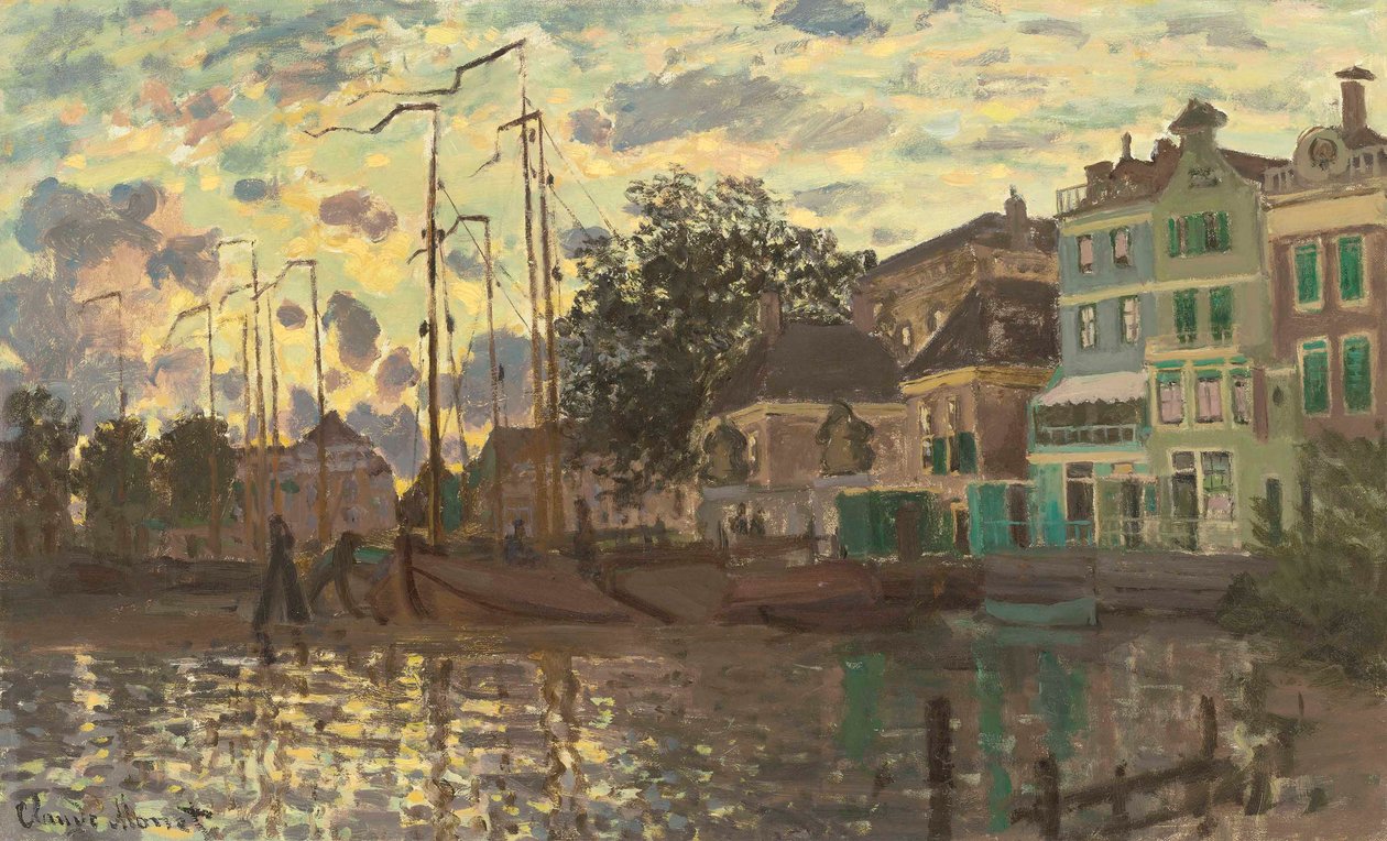 De dam bij Zaandam, avond, 1871 door Claude Monet