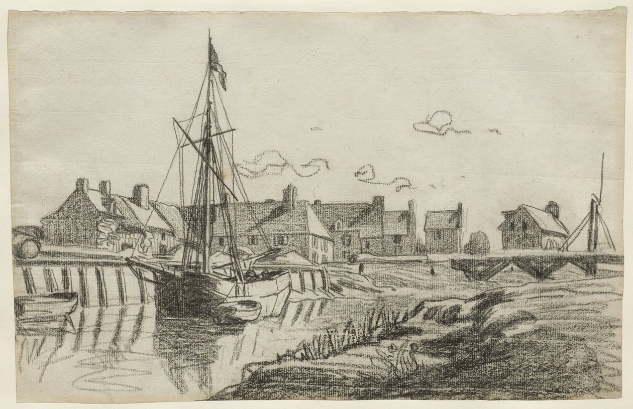De haven van Touques door Claude Monet