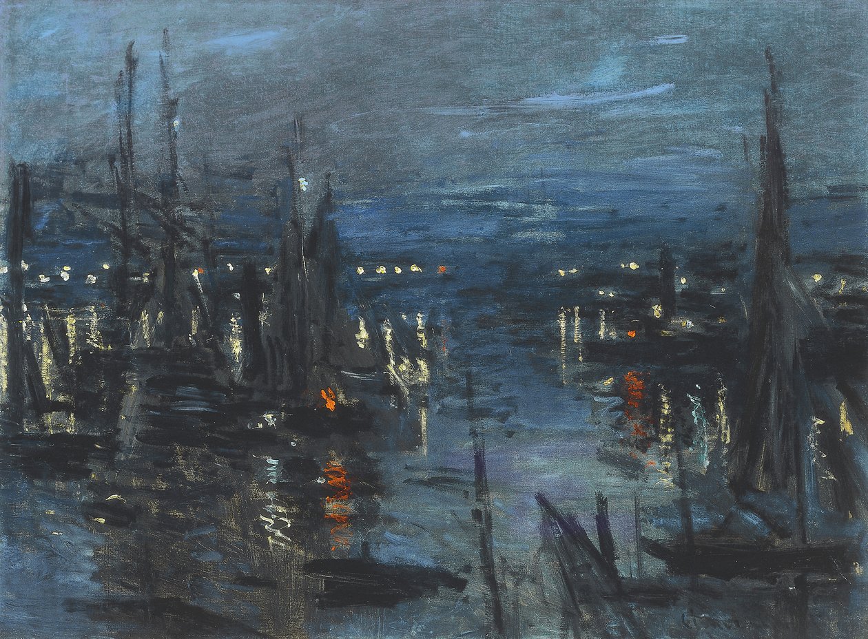 De haven van Le Havre, nacht effect door Claude Monet